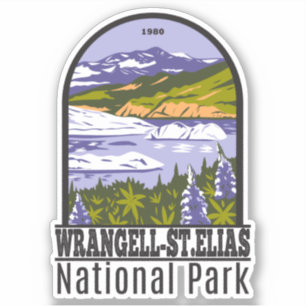 Sticker Parc national Wrangell St Elias Nizina Lake Retro