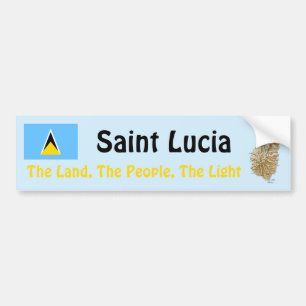 Sticker pare-chocs Saint Lucia Drapeau et carte