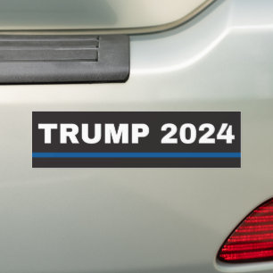 Sticker pare-chocs Trump 2024 à ligne bleue mince