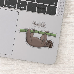 Sticker Paresse souriante mignon sur dessin animé en bambo