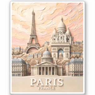 Sticker Paris France Europe Moderne Pastel Texturé Voyage