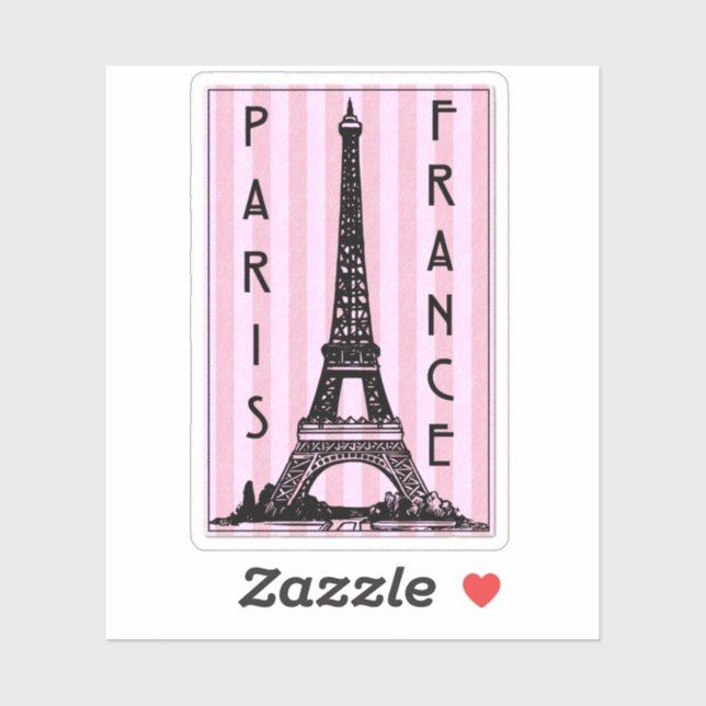 Sticker Paris France Tour Eiffel Rétro Français (Feuille)
