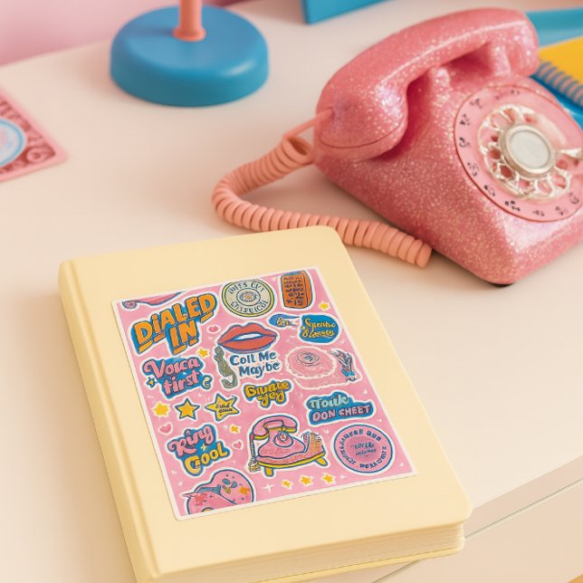 Sticker Parlé Cool Ne Texte Pas Rose                 (pure retro perfection. The sticker pops on the notebook, the pink sparkle phone for girls )