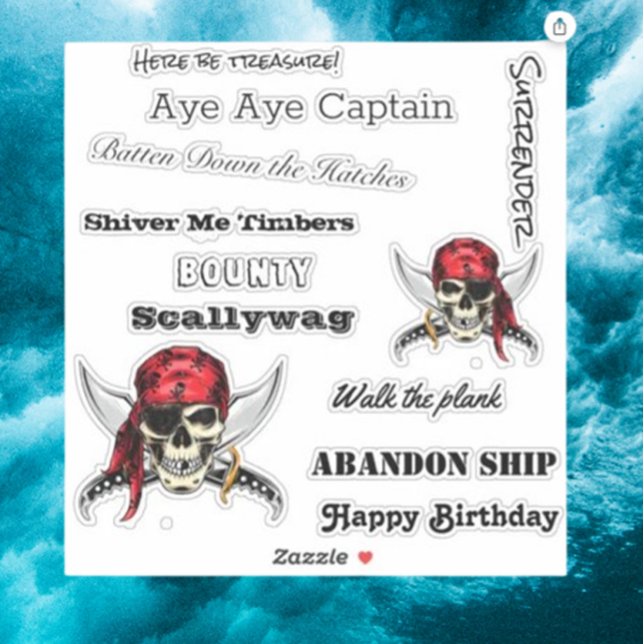 Sticker parler comme une légende pirate (Make your party unforgettable with this adorable pirate-themed personalized party sticker)