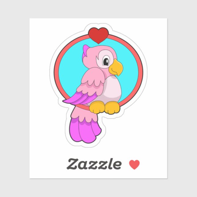 Sticker Parrot au coeur (Feuille)