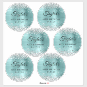 Sticker Parties scintillant Argent & Turquoise 40e anniver