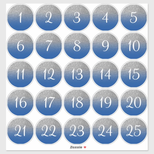 Sticker Parties scintillant bleue et argent Ombre 25 cercl (Feuille)