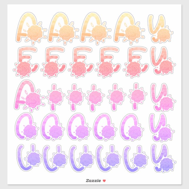 Sticker Parties scintillant Colorée Monogramme Floral Vowe (Feuille)