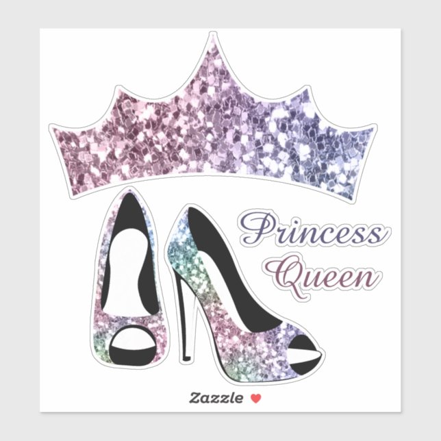 Sticker Parties scintillant Couronne Haut talons Princesse (Feuille)
