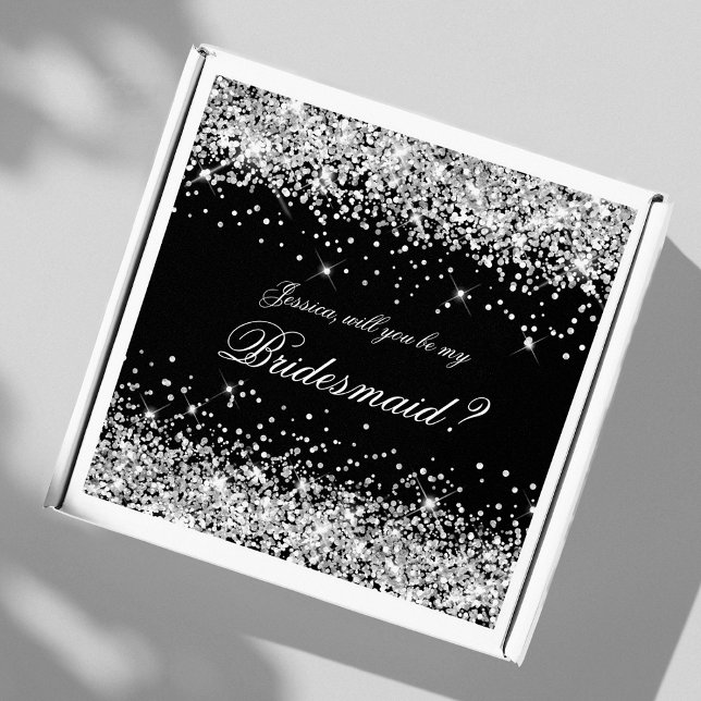 Sticker Parties scintillant d'argent Black Bridesmaid Prop (Créateur téléchargé)