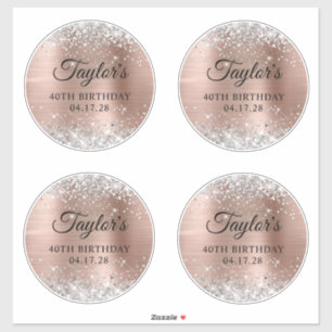Sticker Parties scintillant d'argent Rose or 6" Cercles 40