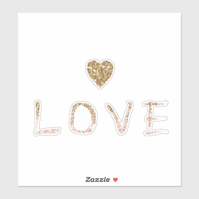 Sticker Parties scintillant d'or Coeur d'amour rose (Feuille)