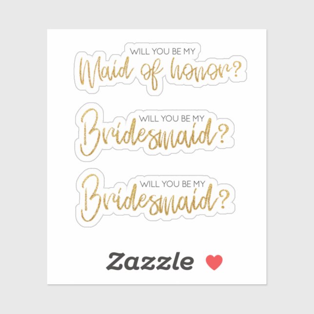 Sticker Parties scintillant D'Or Serez-Vous Ma Proposition (Feuille)