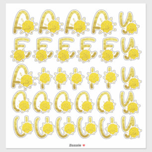 Sticker Parties scintillant Gold Jaune Floral Monogram Vow