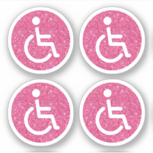 Sticker Parties scintillant rose handicapé symbole handica