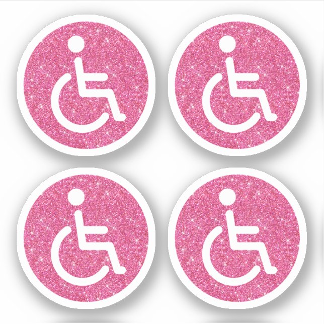 Sticker Parties scintillant rose handicapé symbole handica (Devant)