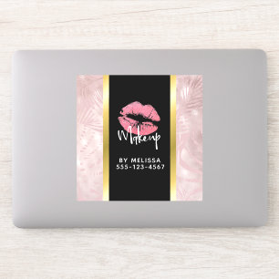 Sticker Parties scintillant rose lèvres et Rose Feuille or