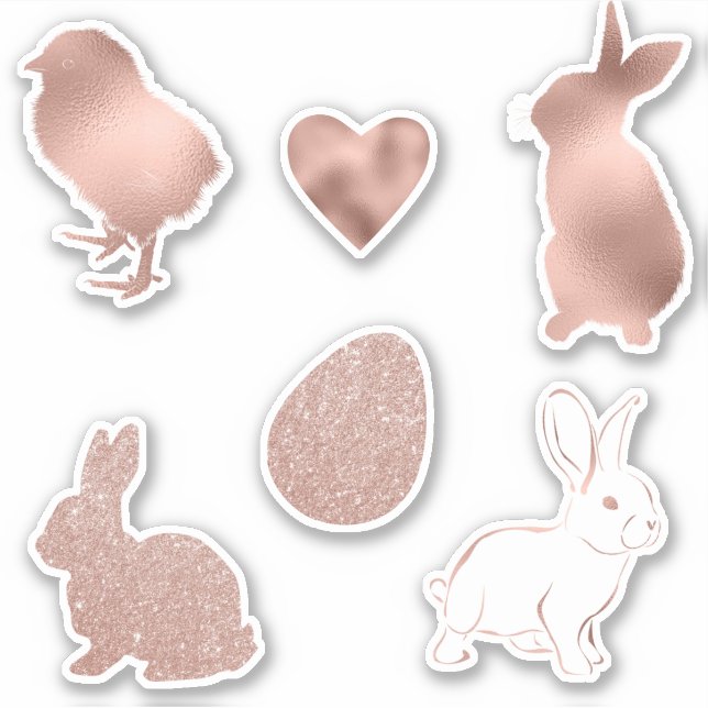 Sticker Parties scintillant rose or de printemps de Pâques (Devant)