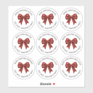 Sticker Parties scintillant rouge Bow noms individuels Joy