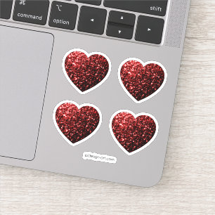 Sticker Parties scintillant rouge flamme Coeurs