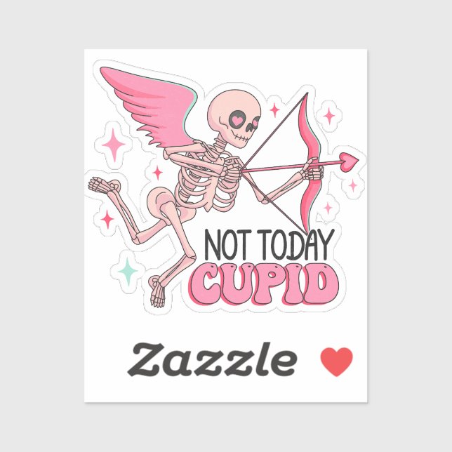 Sticker Pas Aujourd'Hui Génial ! Squelette anti-Valentin (Feuille)