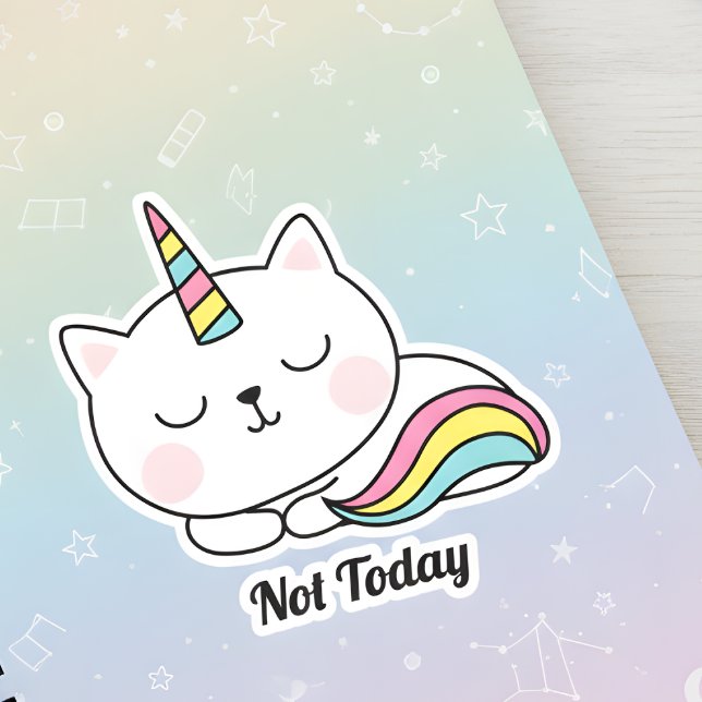 Sticker Pas aujourd'hui mignonne Unikitty (Let everyone see your mood and funky taste with our Not Today Cute Unikitty Sticker. )
