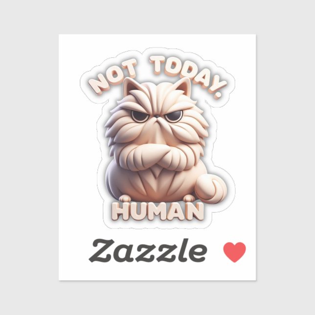 Sticker Pas aujourd'hui Stick Vinyl Chat Grumpy Humain (Feuille)