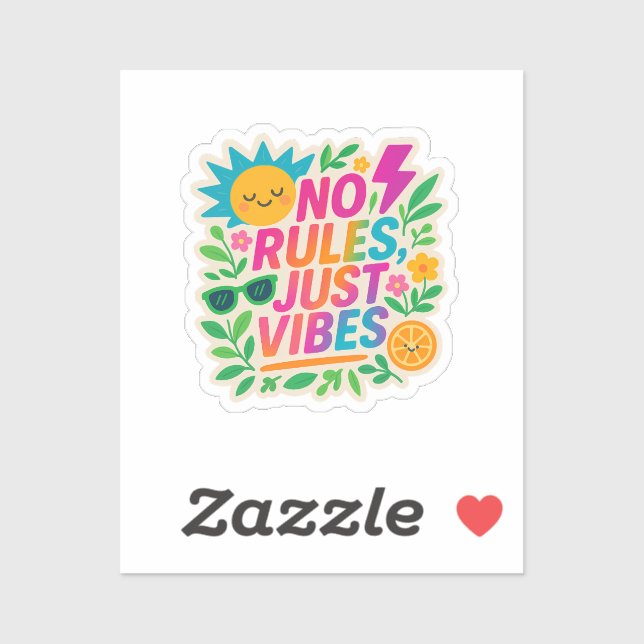 Sticker Pas de règles Vibes - Neon Gradient Kawaii-Punk Ty (Feuille)