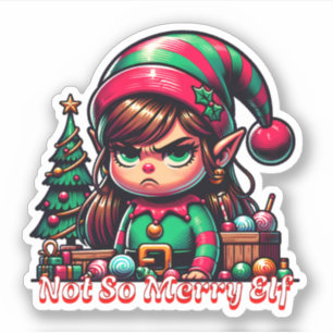 Sticker Pas très joyeux elf de Noël