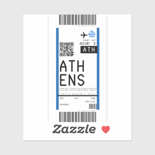 Sticker Passe d'embarquement à Athènes (ATH) (Feuille)