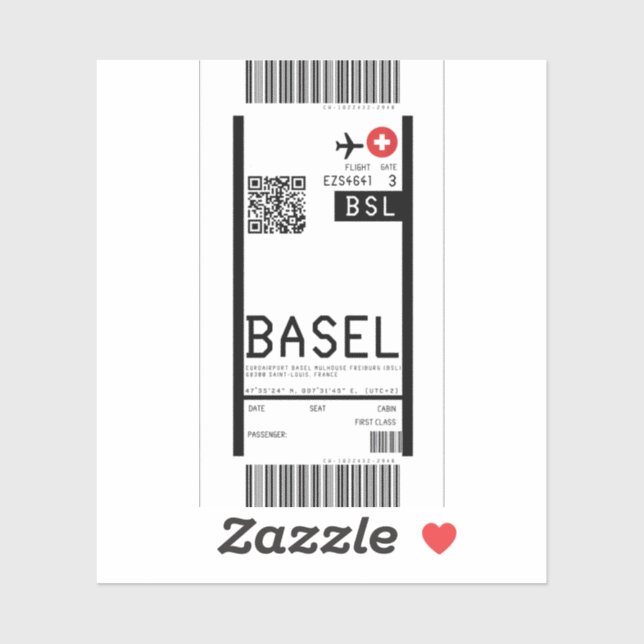 Sticker Passe d'embarquement à Bâle (BSL) (Feuille)