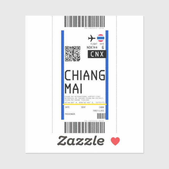 Sticker Passe d'embarquement à Chiangmai (CNX) (Feuille)