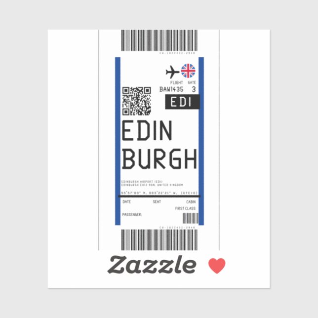 Sticker Passe d'embarquement à Edimbourg (EDI) (Feuille)