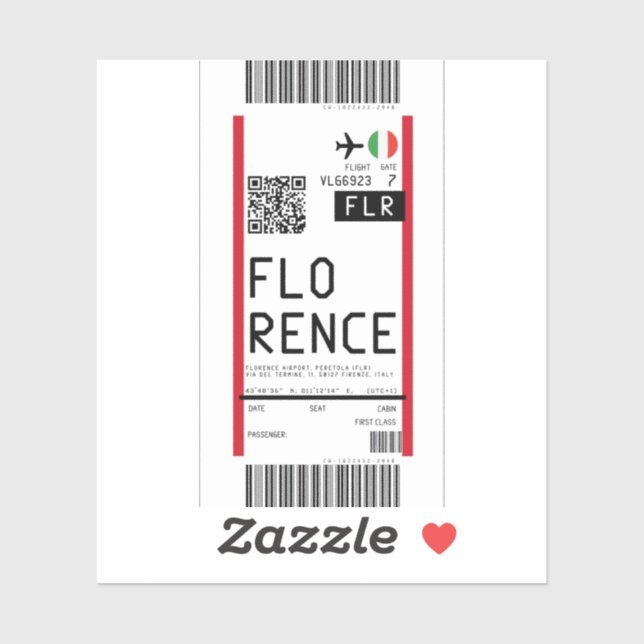 Sticker Passe d'embarquement à Florence (FLR) (Feuille)