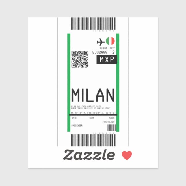 Sticker Passe d'embarquement à Milan (MXP) (Feuille)