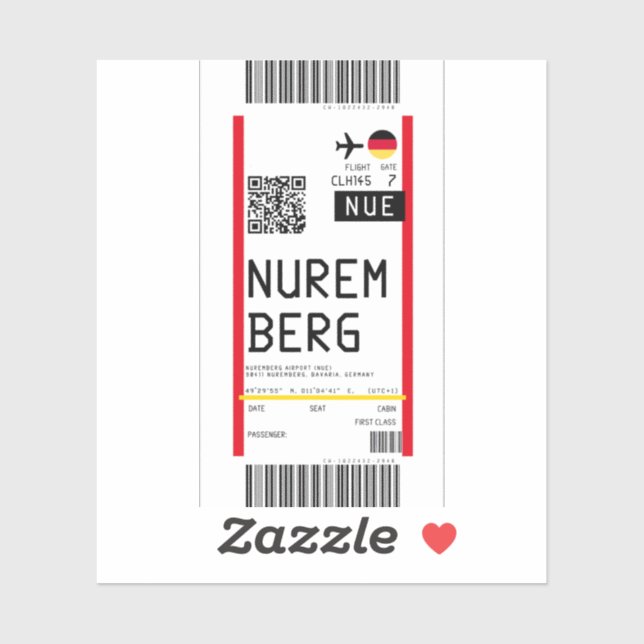 Sticker Passe d'embarquement à Nuremberg (NUE) (Feuille)
