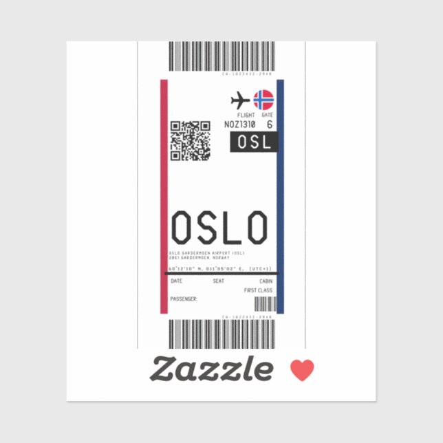 Sticker Passe d'embarquement à Oslo (OSL) (Feuille)