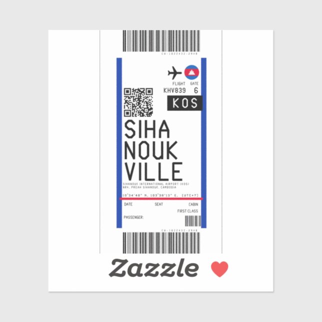 Sticker Passe d'embarquement à Sihanoukville (KOS) (Feuille)