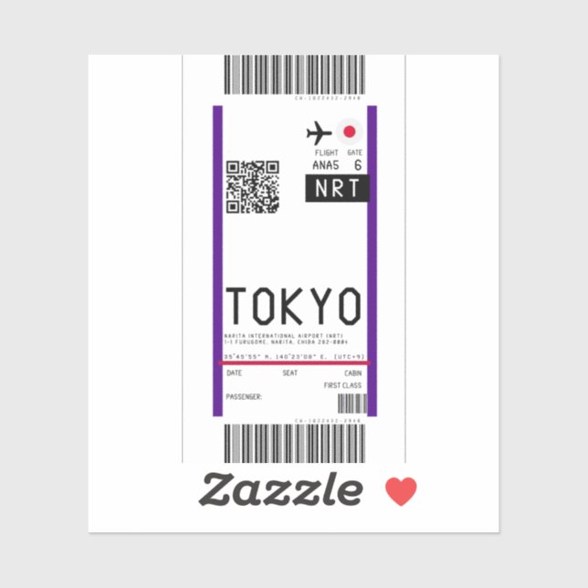 Sticker Passe d'embarquement à Toyko (NRT) (Feuille)