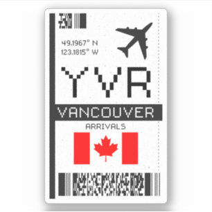 Sticker Passe d'embarquement pour l'aéroport YVR Vancouver