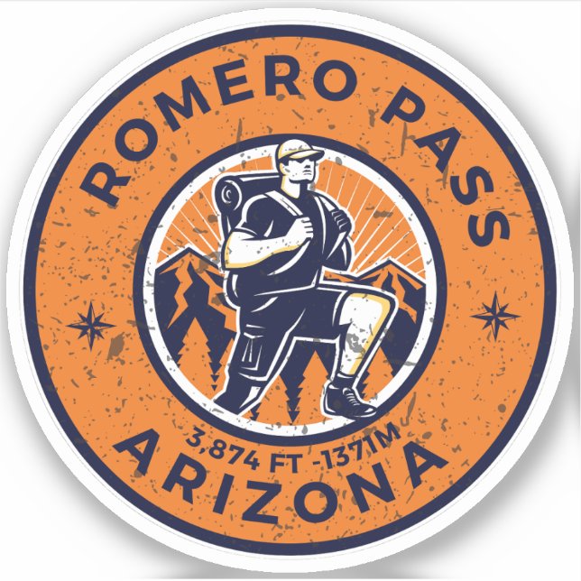 Sticker Passe Romero, Arizona randonnée alpine pass (Devant)