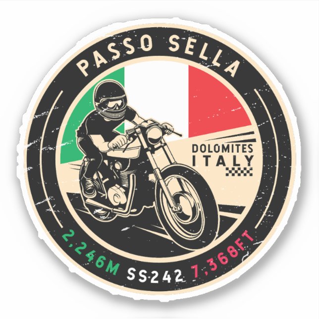 Sticker Passo Sella | Italie | Motorcycle (Devant)