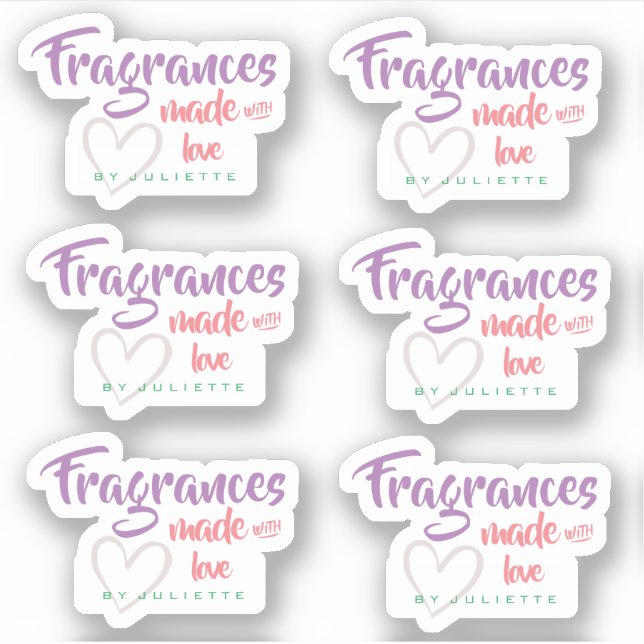 Sticker Pastel avec Amour Fragrances de Coeur Feuille d'au (Devant)