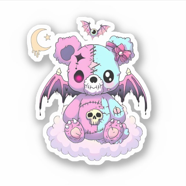 Sticker Pastel Goth Teddy Bear (Devant)
