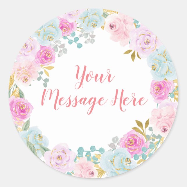 Sticker Pastel Ice Cream Floral Aquarelle Message (Devant)