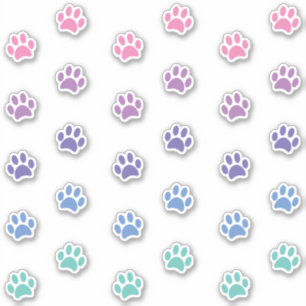 Sticker Pastel Pink Purple Blue Turquoise Empreinte de pat
