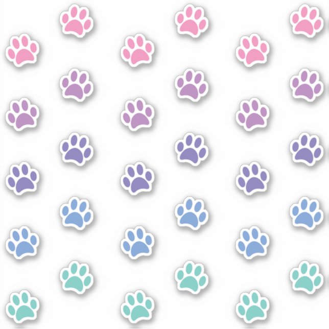 Sticker Pastel Pink Purple Blue Turquoise Empreinte de pat (Devant)