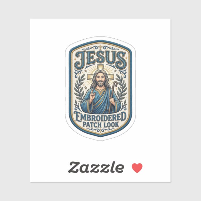 Sticker Patch Brodé Jésus Regardez Patch Brodé Jésus (Feuille)