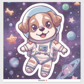 Sticker Pâtes interstellaires - Chien spatial mignon à l'a