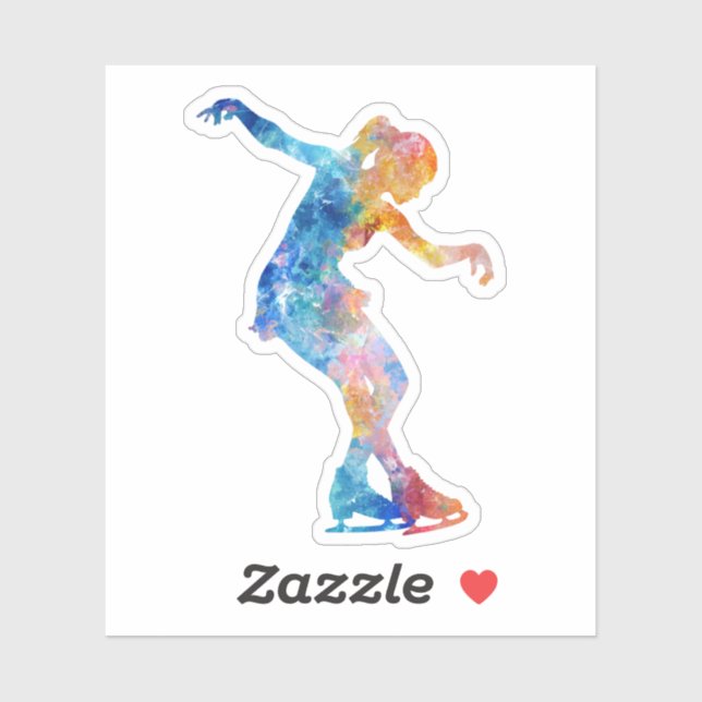 Sticker Patineur sur glace de style aquarelle (Feuille)
